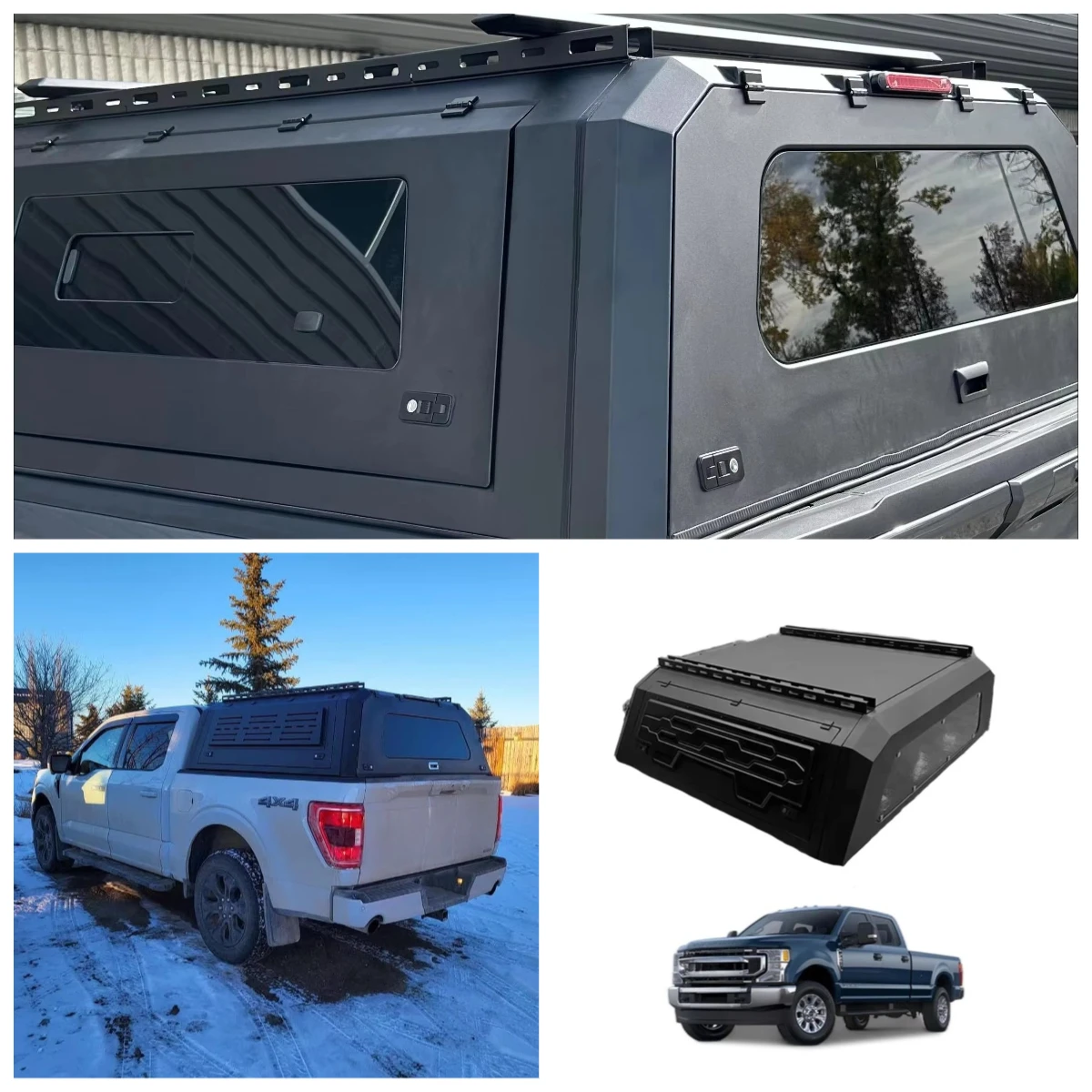 

4X4 Pickup Truck Bed Topper Caps Durable Waterproof Pickup Hard Top Canopy Certified Hardtop Custom-fit for F-150 Tremor