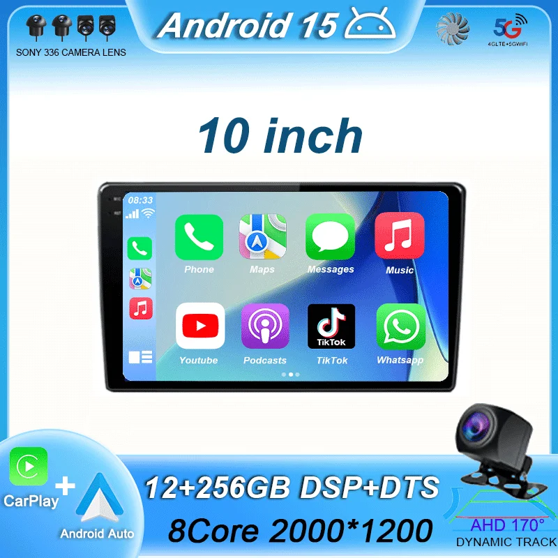 

10" Android 15 DTS 2000x1200 QLED Screen All In One Universal Auto Stereo GPS For Volkswagen Nissan Hyundai Kia Toyota Honda BT