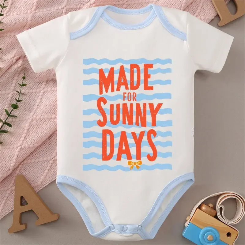Macacão 100% algodão com estampa Enjoy The Sunny Days, roupa confortável para bebês de 0 a 12 meses.