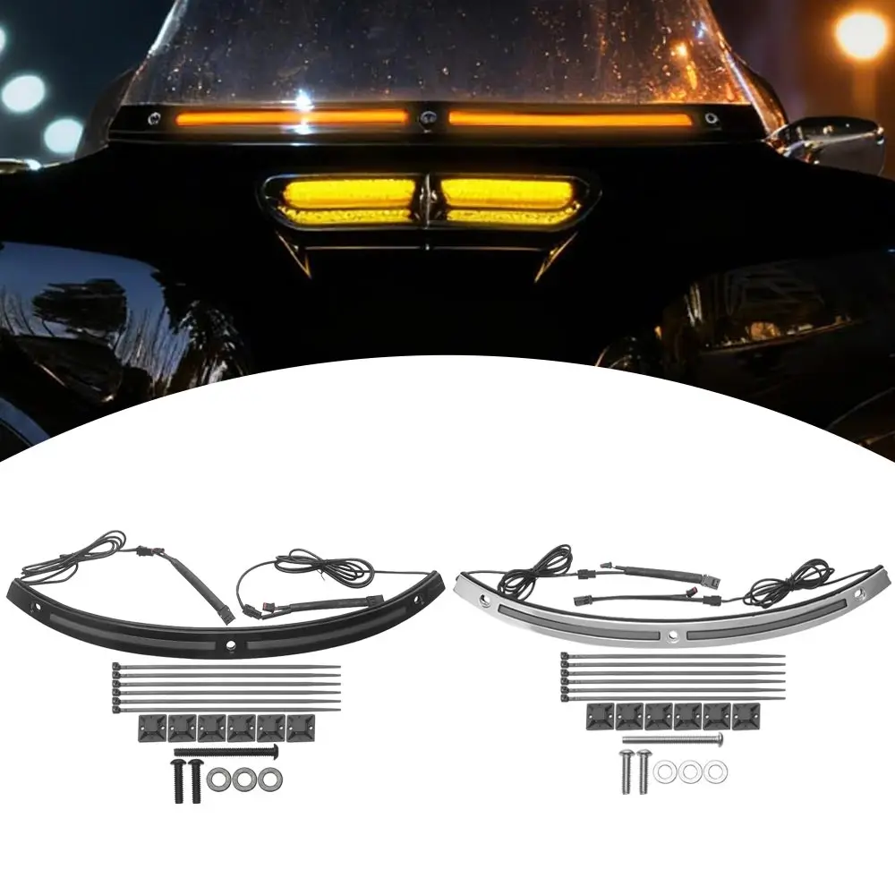 White/ Amber LED Windshield Trim Batwing Fairing Light For Harley Touring Electra Street Glide Special Ultra Limited 2014-2025