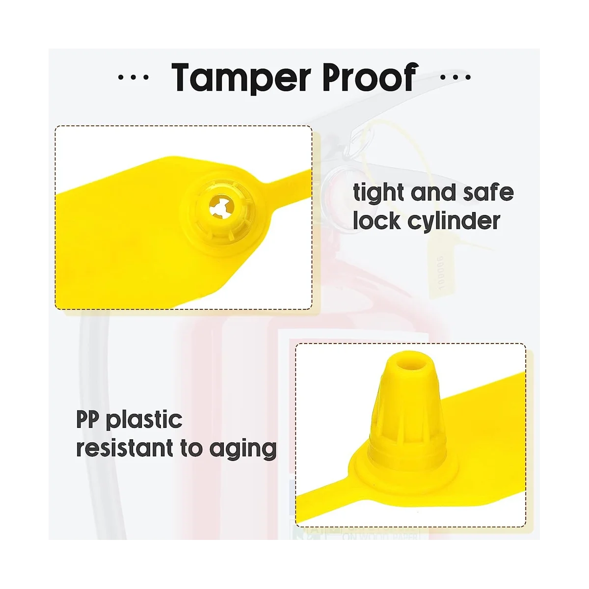 1000 Pcs Plastic Tamper Seals Fire Extinguisher Tags Security Tags Seals Safety Numbered Zip Ties Labels (Yellow)
