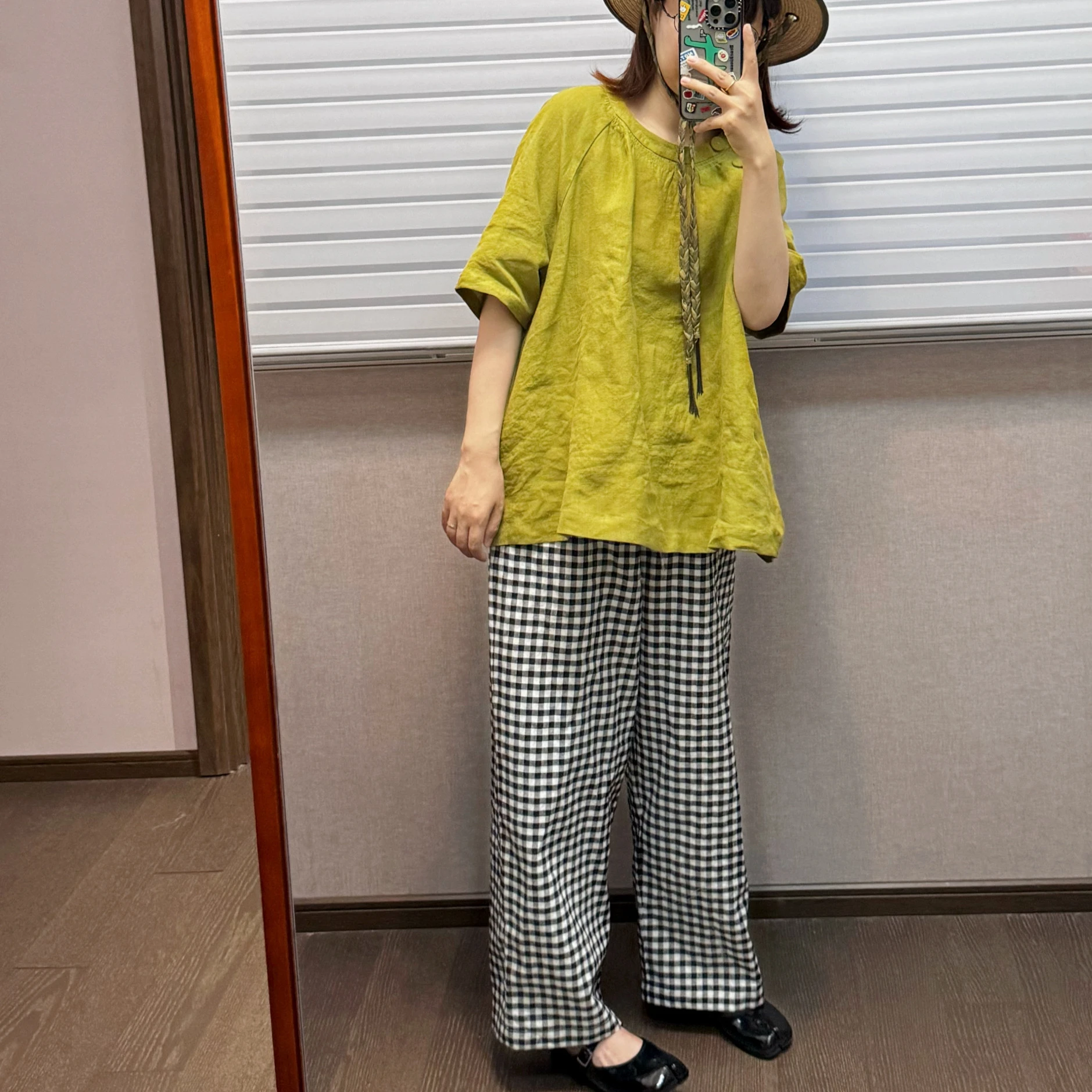 

Waed Linen Avocado Color round Ne Doll irt Loose Simple Cover up 00 Wrinkle Feel Commute Sle ort Sve Women's irt