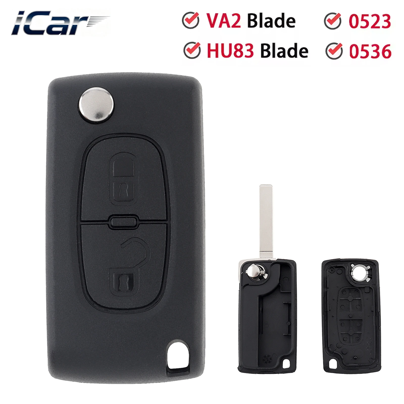 

2 Buttons Flip Remote Car Key Shell Case For Peugeot 207 307 308 407 607 807 For Citroen C2 C3 C4 C5 C6 Xsara Berlingo HU83 VA2