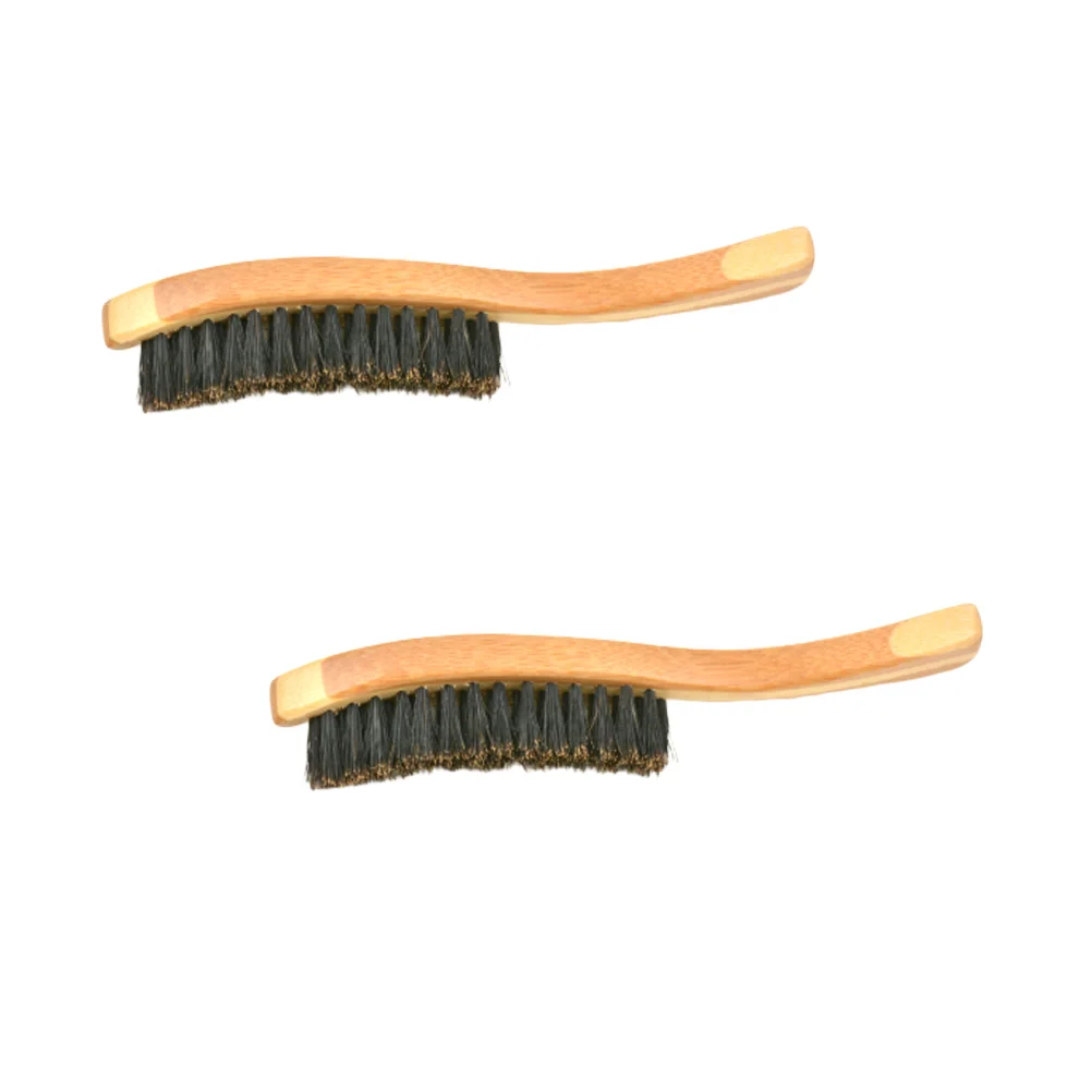 2 pezzi spazzole per barba manico in materiale premium bambù piccolo regalo portatile accessori per lo styling della barba cura