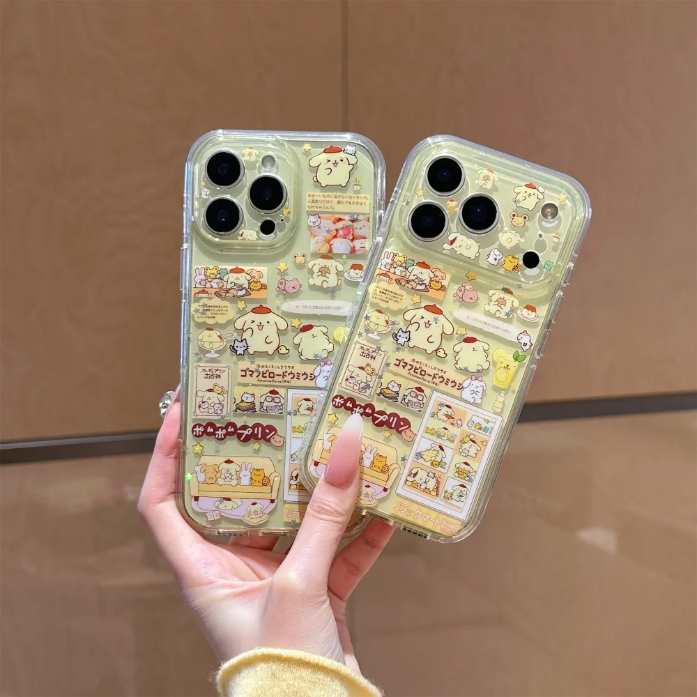 Cute Yellow Star Sparkling Pudding Dog Phone Case for iPhone 17 16 15 Pro 17 16 15 Pro Max Luxury High-end Protective Back Cover