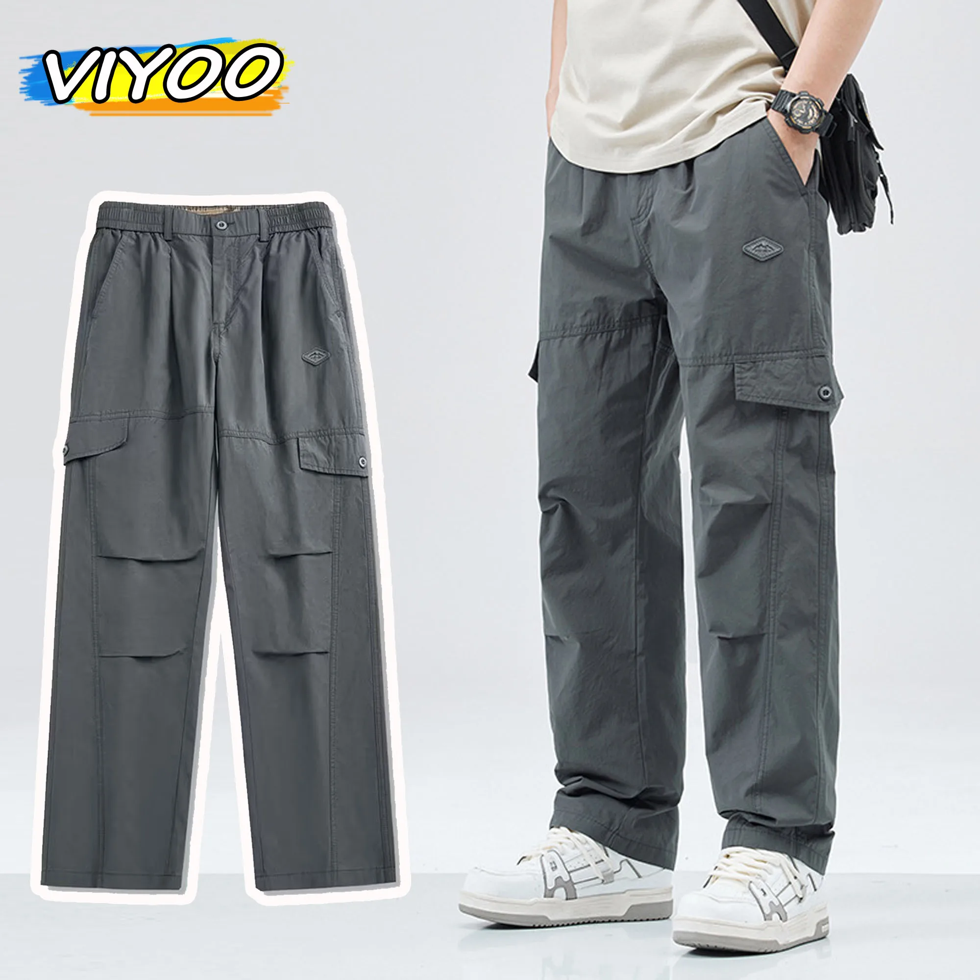 Men's Summer Y2K Baggy Cargo Pants Straight Trousers Parachute Sweatpants Casual Jogger Pants Men Korean Clothes 2024