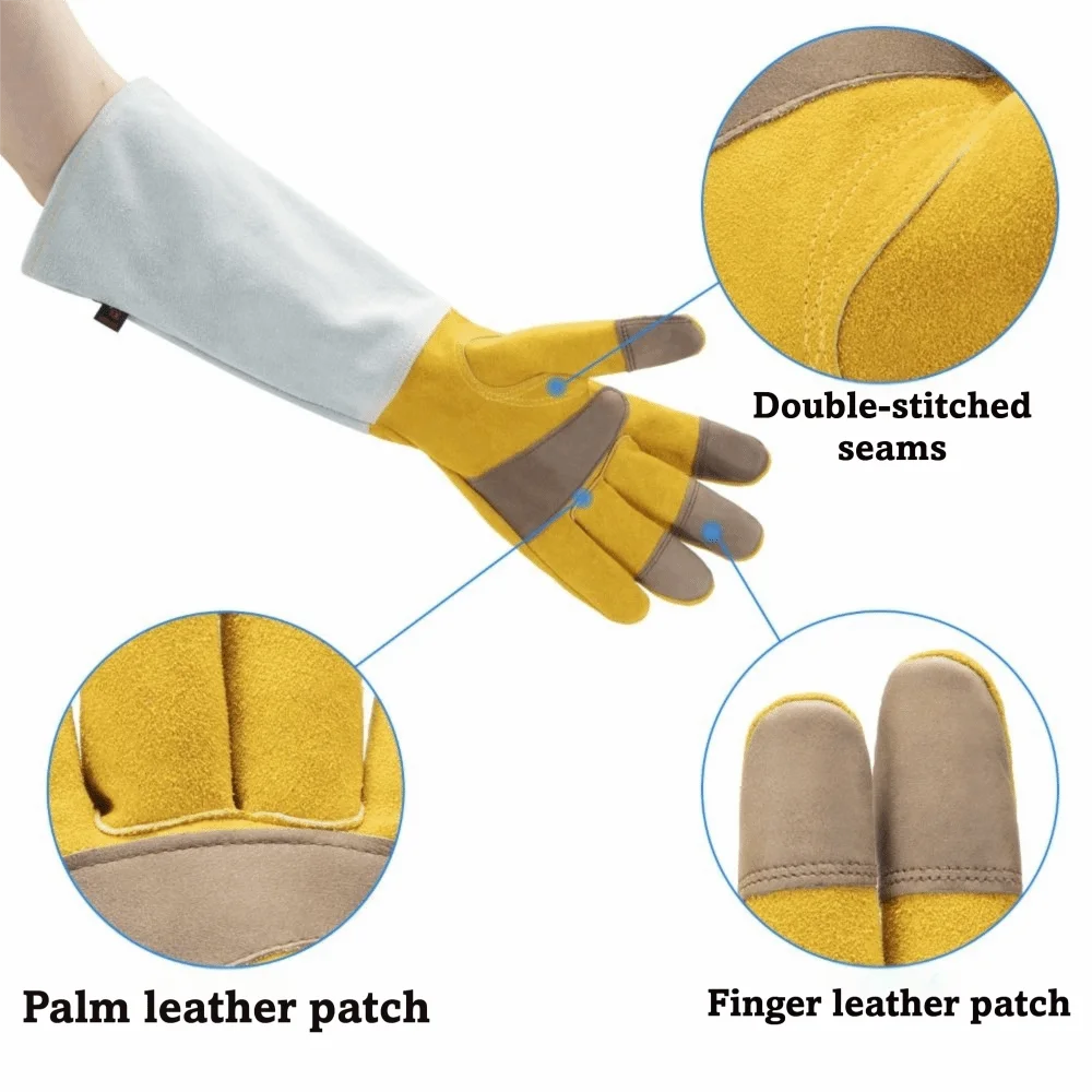 Stab Proof Horticultural Gloves Anti Insect Bite Adjustable Cuff Labor Protection Gloves Wear-resistant Cowhide Gardening Gloves