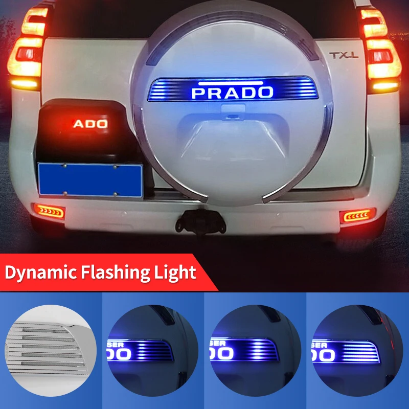 For Toyota Land Cruiser Prado 150 Lc150 2010-2022 Upgraded Exterior Accessories, Decorative Spare Tire Cover Dynamic LED Light