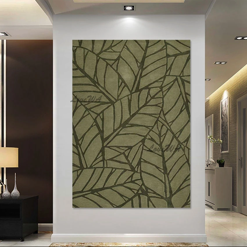 Wall Art Leaf Textured Design Abstract Oil Paintings Frameless, The Composition Is Clever Hand Painted Picture Canvas Roll