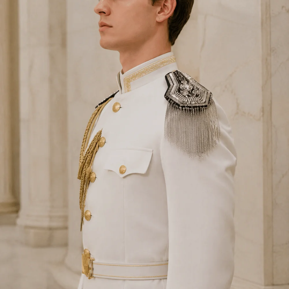Alloy Tassel Epaulettes Decorative Shiny Shoulder Board Reinforced Stitching Hidden Safety Pins Shoulder Mark