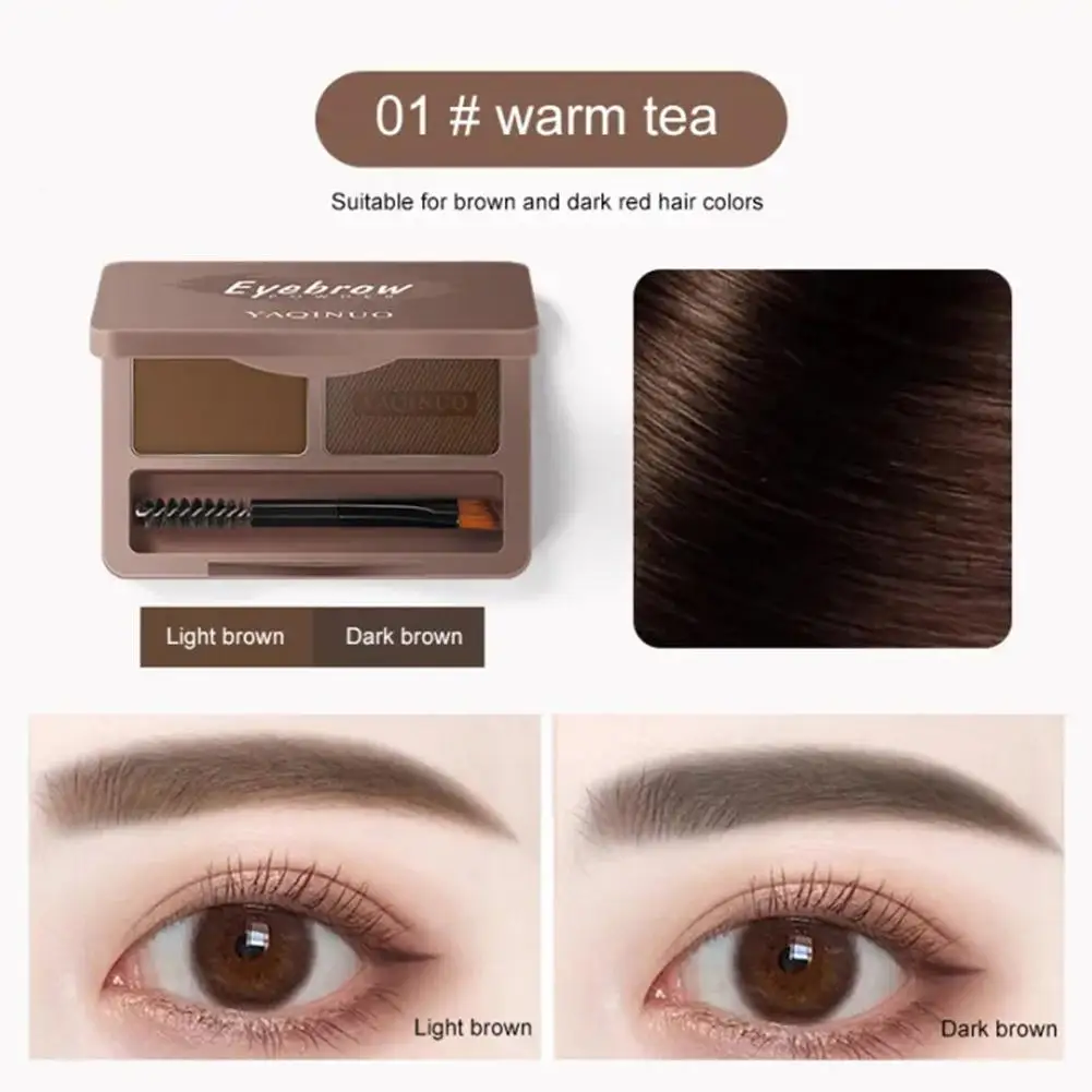 Two Colors Eyebrow Powder Makeup Palette Waterproof Shade for Eyebrow Enhancer Cosmetic Brush Mirror Box Make Up Tools Set