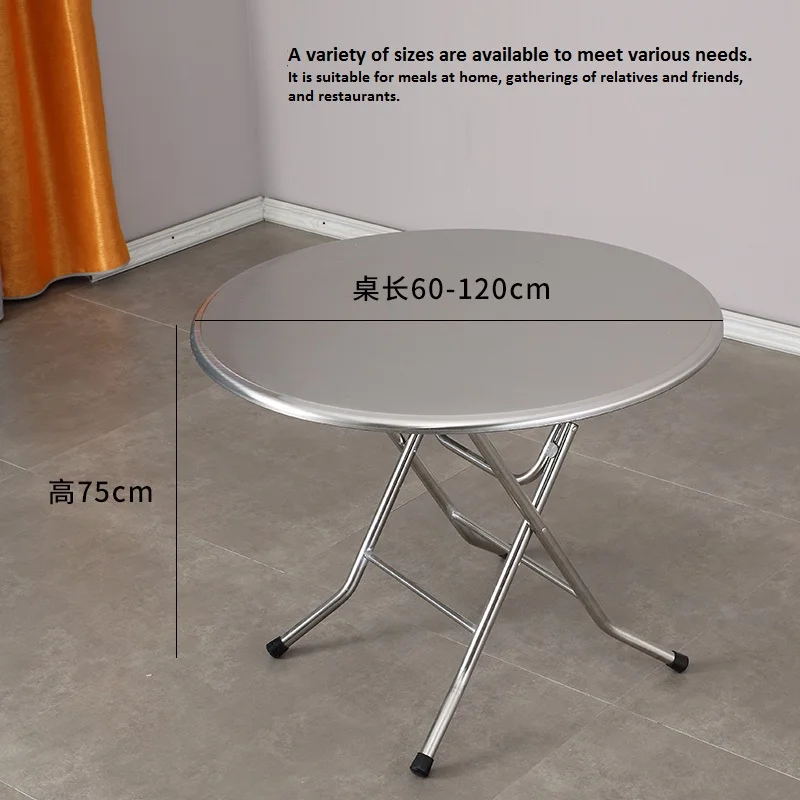 Household Portable Stainless Steel Folding  Round Table