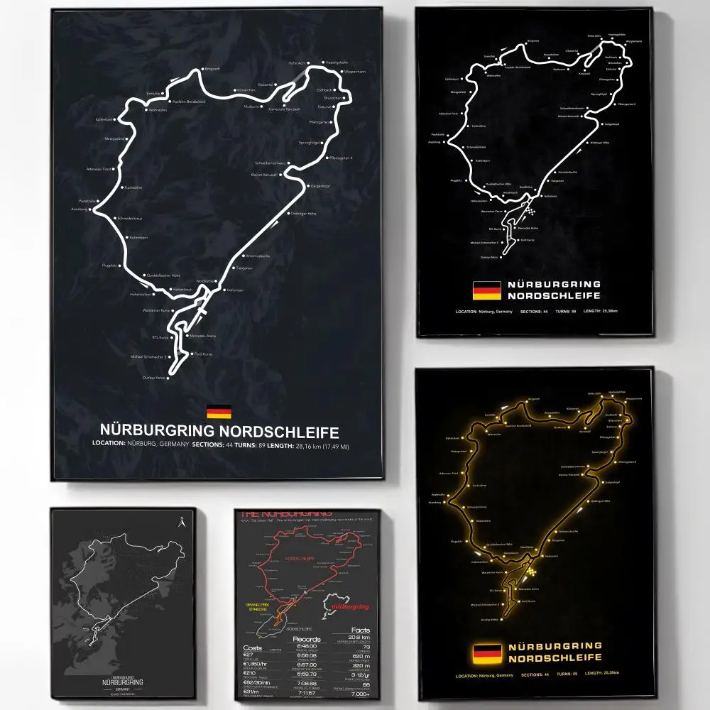 challenging circuit Nurburgring Poster High-definition Art Sticker Self Adhesive Waterproof Home Decoration