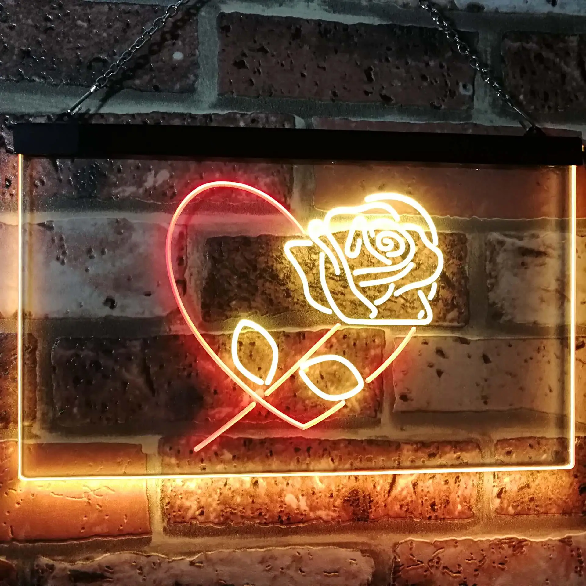 زهرة الورد في قلبي علامة نيون LED مزدوجة اللون st6-i2400 #4