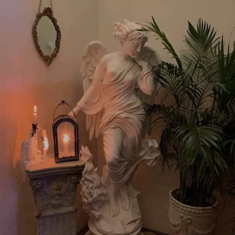 European Style Music Lady Sculpture Beautiful Angel Floor Statue Ornament for Outdoor Garden Yard Decoration Lobby Artwork