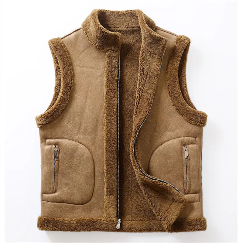 Winter Lamb Wool Vests Men Warm Coat Fashion Casual Thick Stand Collar Sleeveless Jacket Can Be Worn On Both Sides Waistcoat Man 20 S534c6228ed404ac9b9a046a333f6d806K