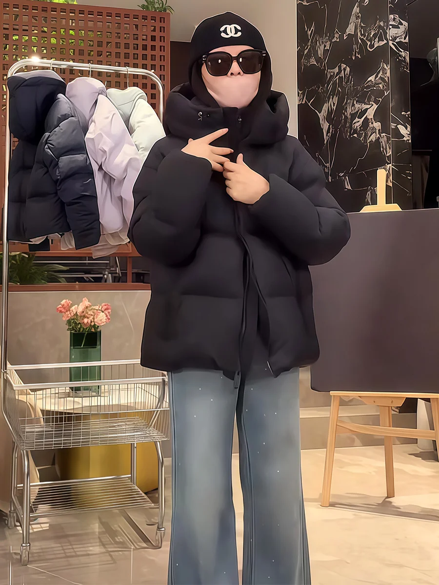 

Женская теплая свободная куртка-пуховик средней длины с воротником-стойкой, повседневная, модная