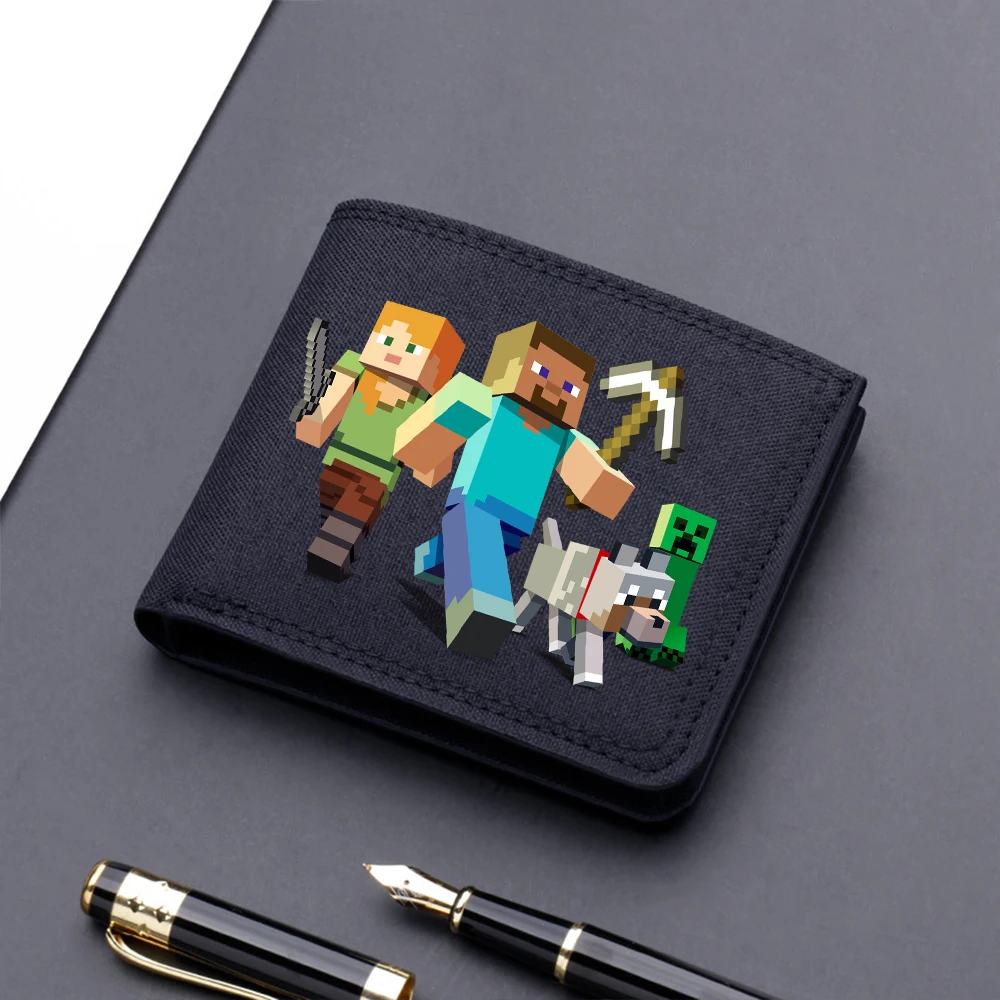 Miner Crafting Pixel Coin Purse Cute Wallet Cartoon Wallets Portable Short Purse Travel Storage Bag Card Holder Birthday Gifts