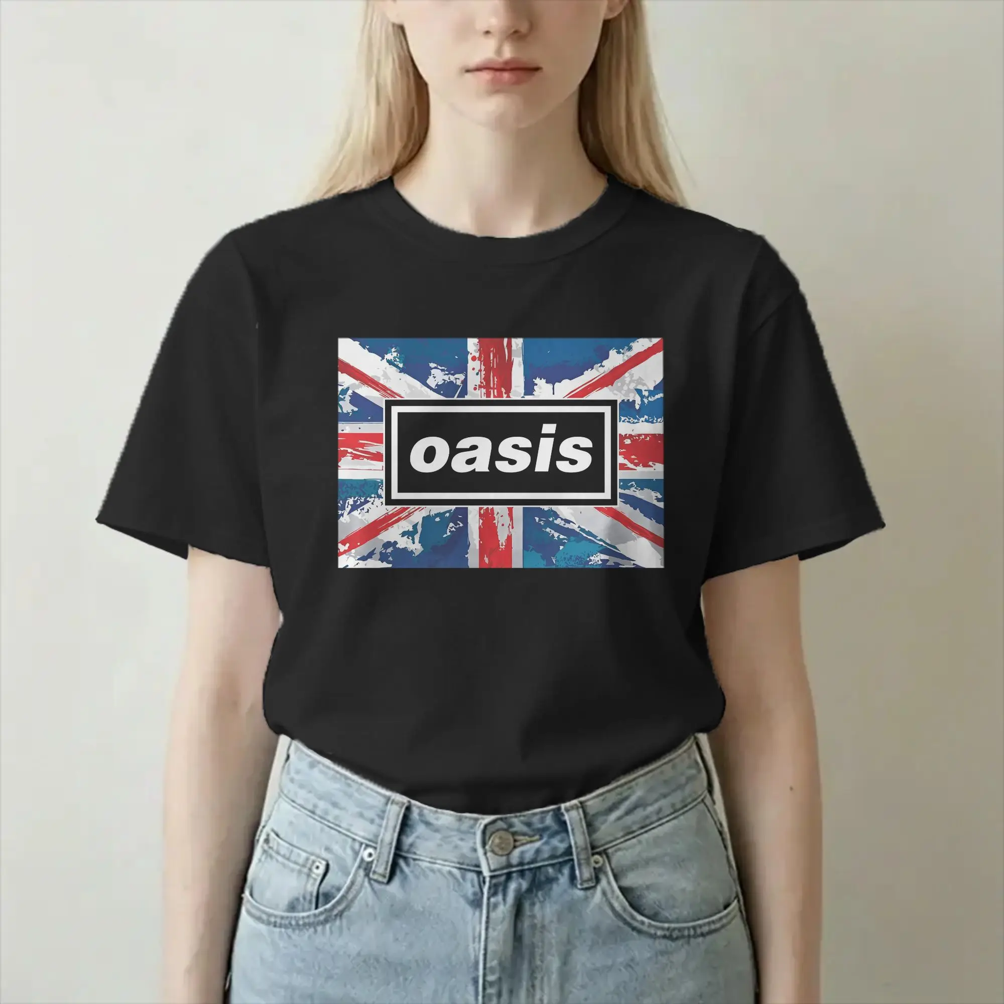 Camiseta da banda de rock O-Oasis, para homens e mulheres, estilo vintage, manga curta, gola redonda, 100% algodão, disponível em tamanhos grandes.