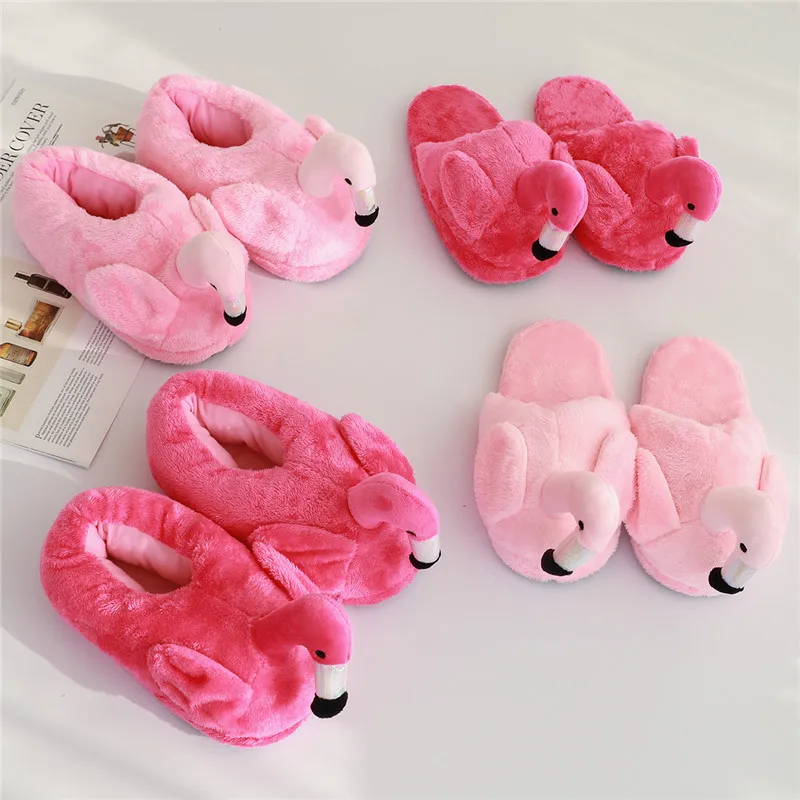 Flamingo Funny Shoes for Men and Women Winter Warm Soft Bottom Home&House Indoor Floor Furry Slippers Shallows Friend Gift