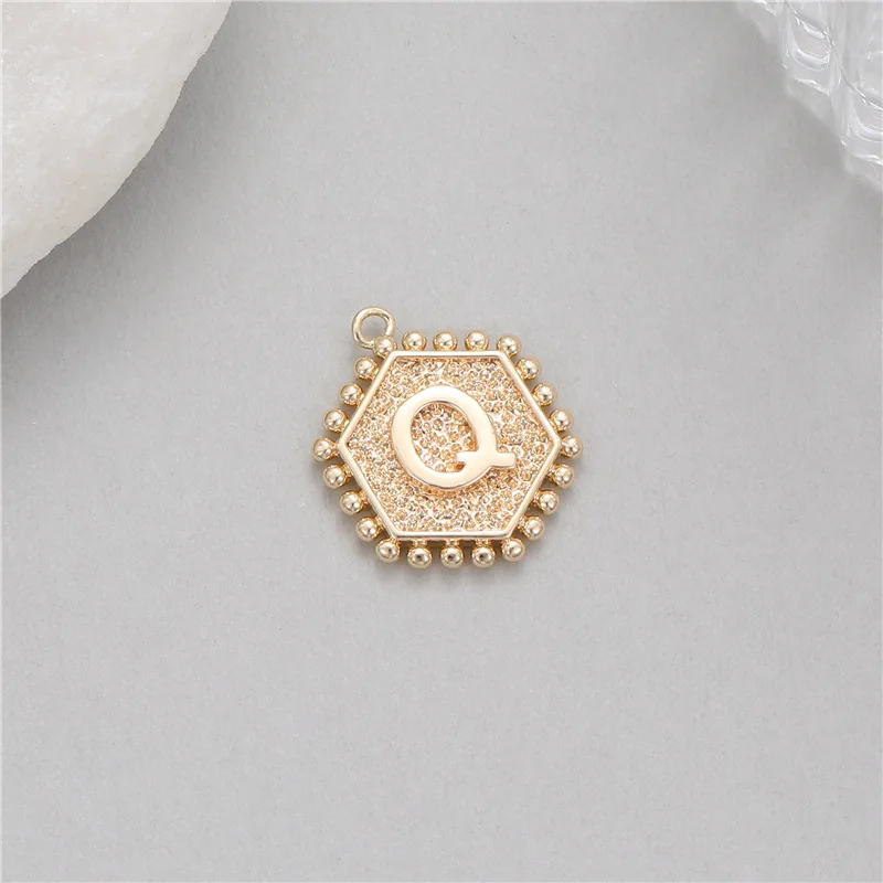 5Pcs Rivet Hexagonal 26 Alphabet Letter Charms DIY Jewelry Making Accessories For Earrings Bracelets Necklace view 4