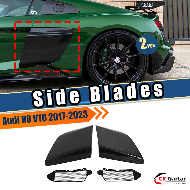 

2PCS/Set Auto Accessoires For Audi R8 V10 2017-2023 Dry Carbon Fiber Car Rear Side Blades Door Fenders Vent Cover Trims Body Kit