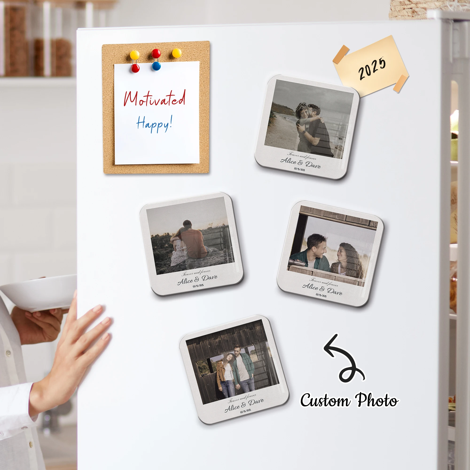 

Personalized Couple Photo Refrigerator Magnets Custom Text Anniversary Gift Family Kitchen Dining Room Whiteboard Home Decor