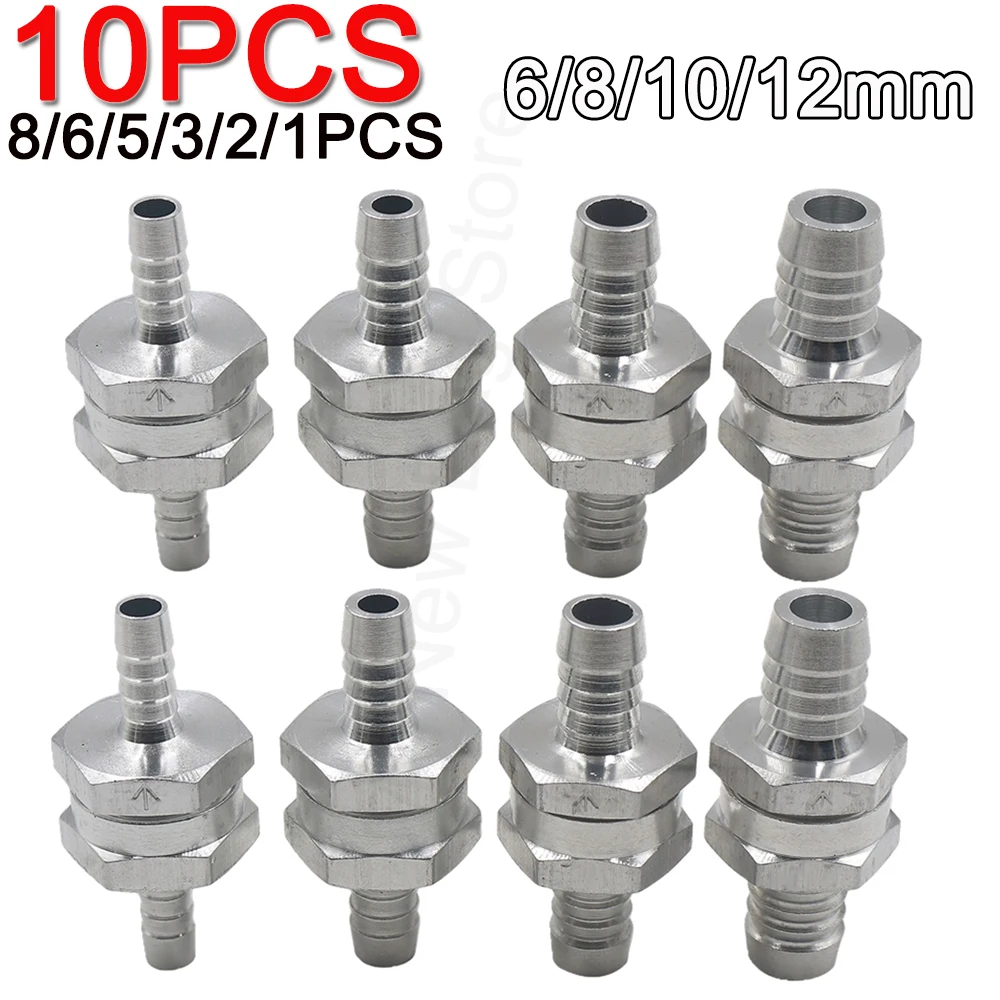 1-10PCS Aluminium Alloy Fuel Non Return Check Valve One Way Petrol Diesel for Car Automobile Helicopters Ships Motorcycles