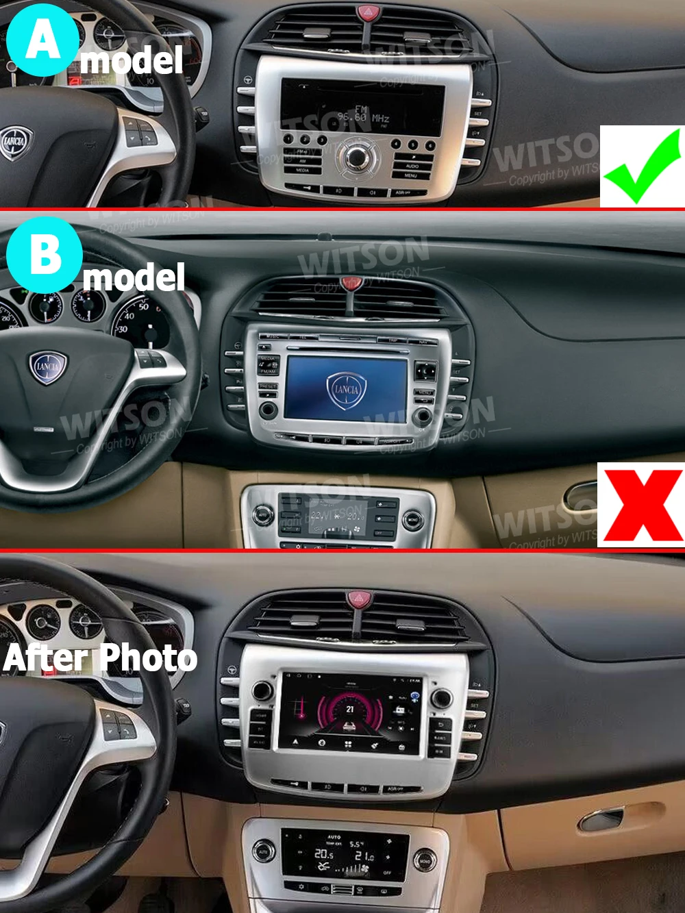 Radio samochodowe Stereo Android Auto Player dla Lancia Delta 2009-2019 WITSON Multimedia DSP Carplay Bluetooth Nawigacja GPS