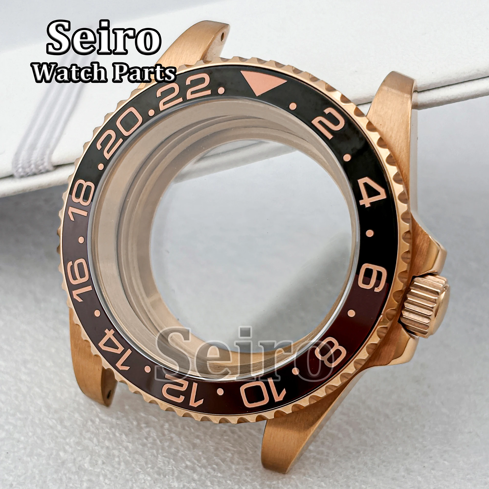 40MM Rose Gold Watchcase NH35 Case Sapphire Crystal Glass 10ATM Waterproof for GMT NH34 NH36 Movement Watch Accessories Parts