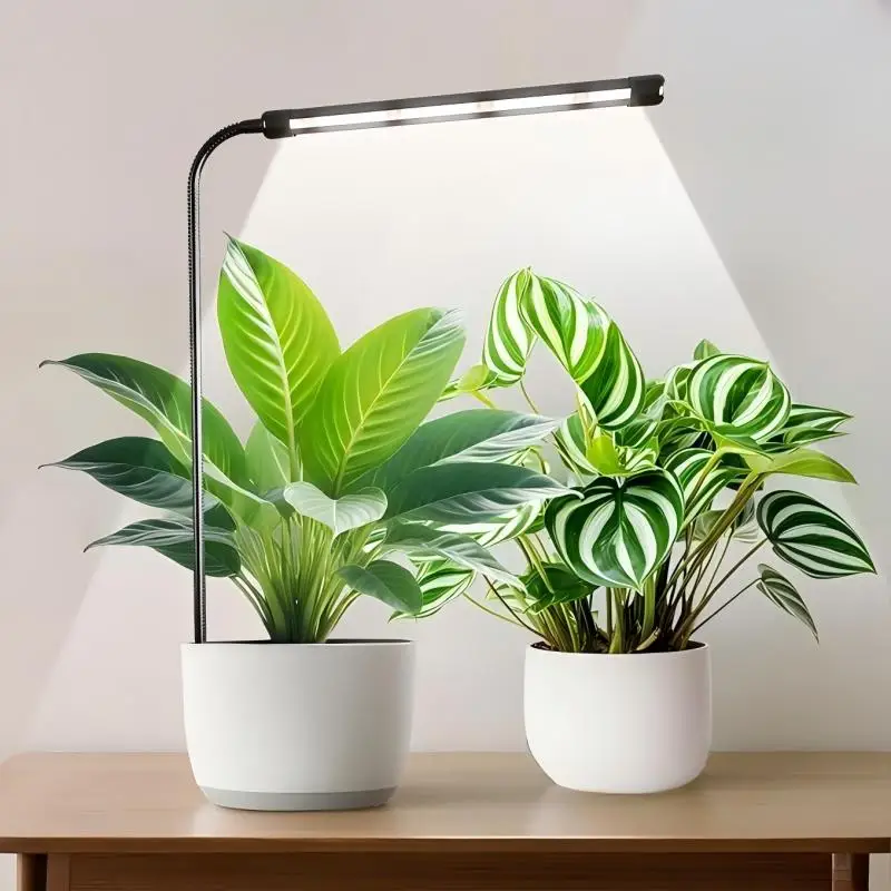 مصباح LED كامل الطيف 2025 للنباتات، قابل لضبط الارتفاع، عنق الإوزة المرن 360° (10 واط) - للنباتات والخضروات الداخلية #1