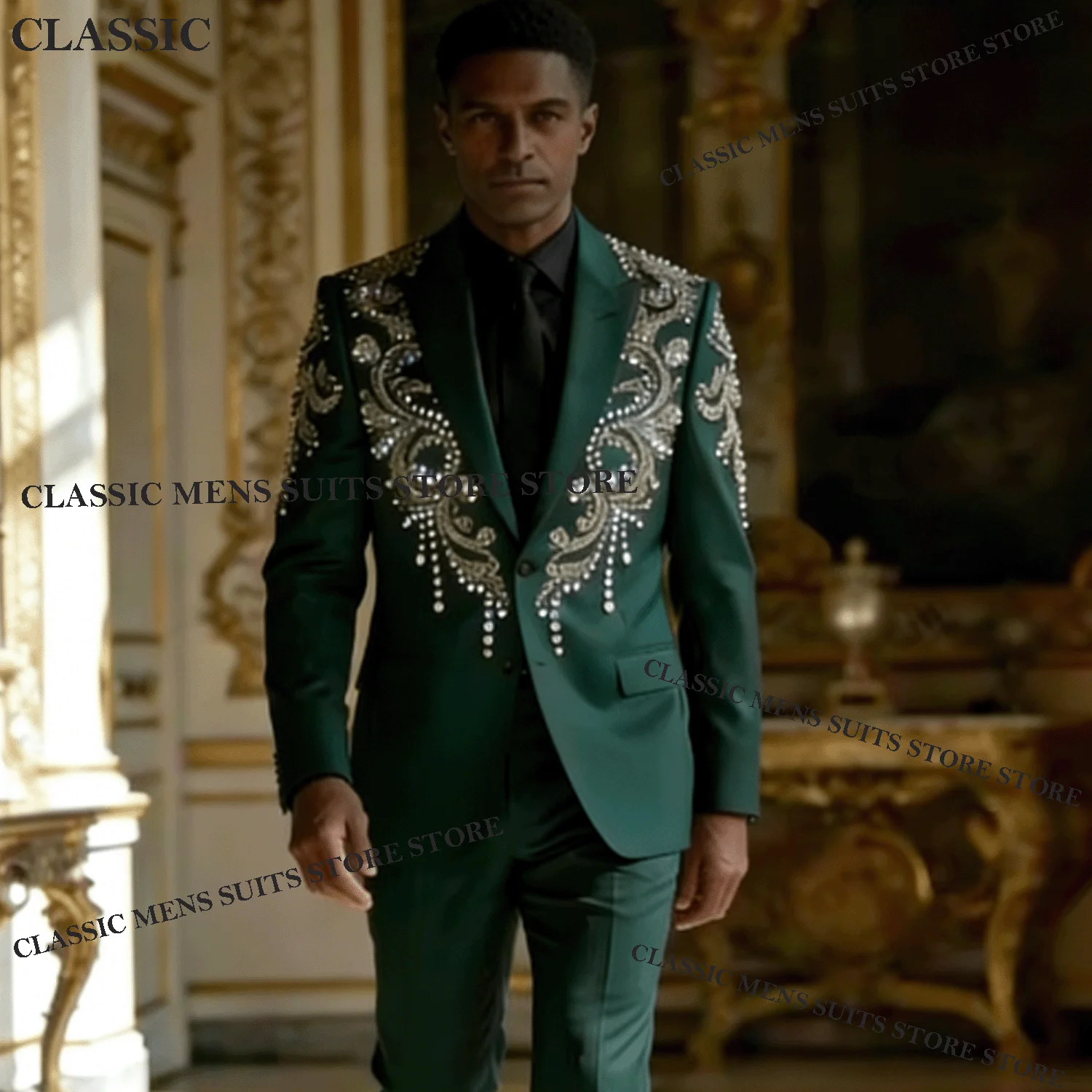 

Мужские костюмы на заказ с стразами, комплекты из 2 предметов, элегантные блейзеры для вечеринок, свадебные смокинги с пайетками для жениха, приталенные костюмы с камнями для мужчин