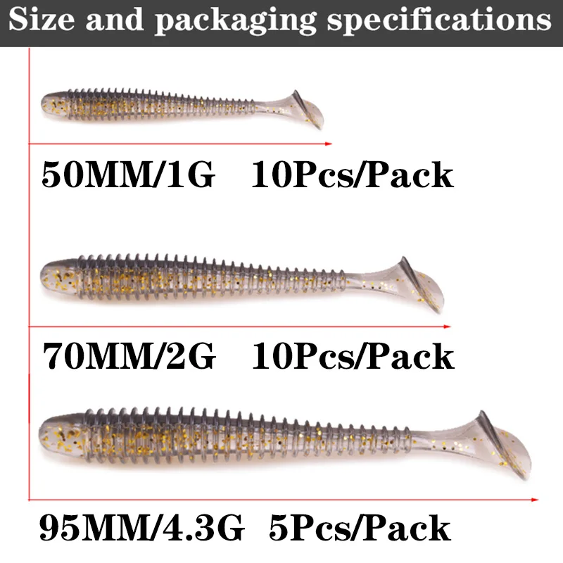 Fishing Worm Soft Lures Jig Wobblers 5cm 7cm 9cm Easy Shiner For Carp Bass Artificial Double Colors Silicone Swimbait