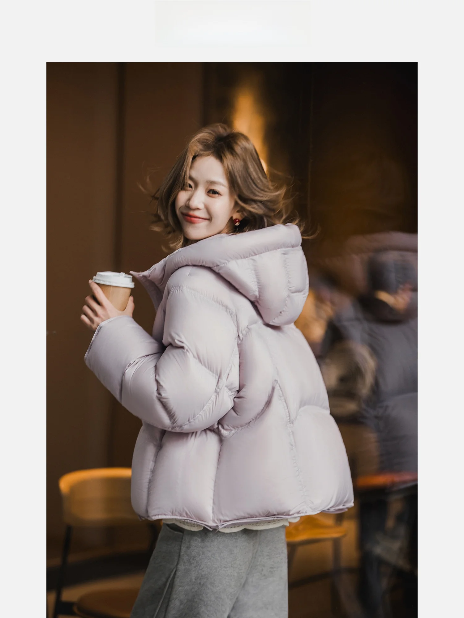 

Winter ort Goose down Jaet 95% White Goose Feather Hooded Loose Women's Casual Outerwear Commute Warm Zipper Closure