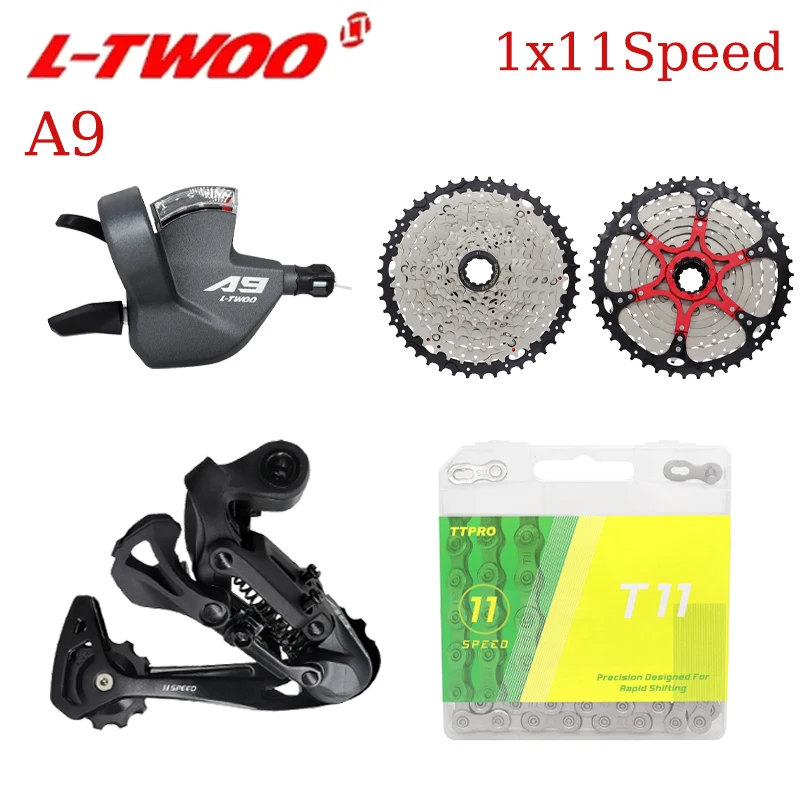 LTWOO A9 1X11 Speed Kit Flywheel Chain Set SUNSHINE Card Flywheel 11-42/46/50/52T Silver+Black TTPRO-T11V Box Chain Bicycle Kit