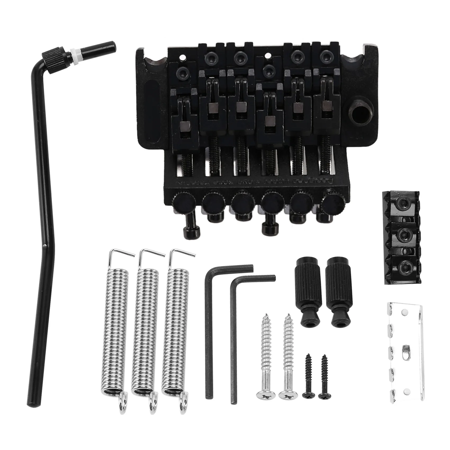 

Electric Guitar Double Tremolo Bridge Assembly System for Lic Parts Replacement 1 Set (Black)