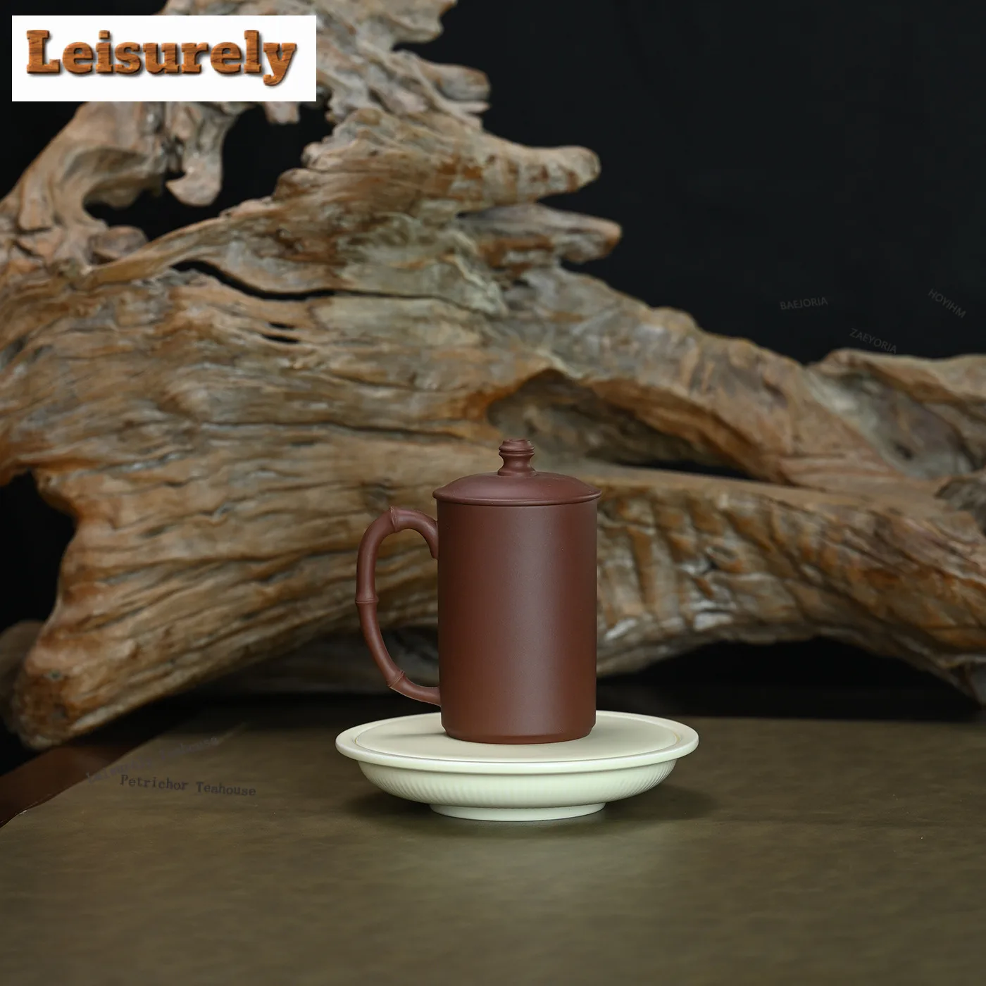 400ml Yixing Zisha Carved Bamboo Rhyme Coffee Mug Oatmeal Breakfast Mug Afternoon Tea Mug Office Water Cup Tea Items Ornaments