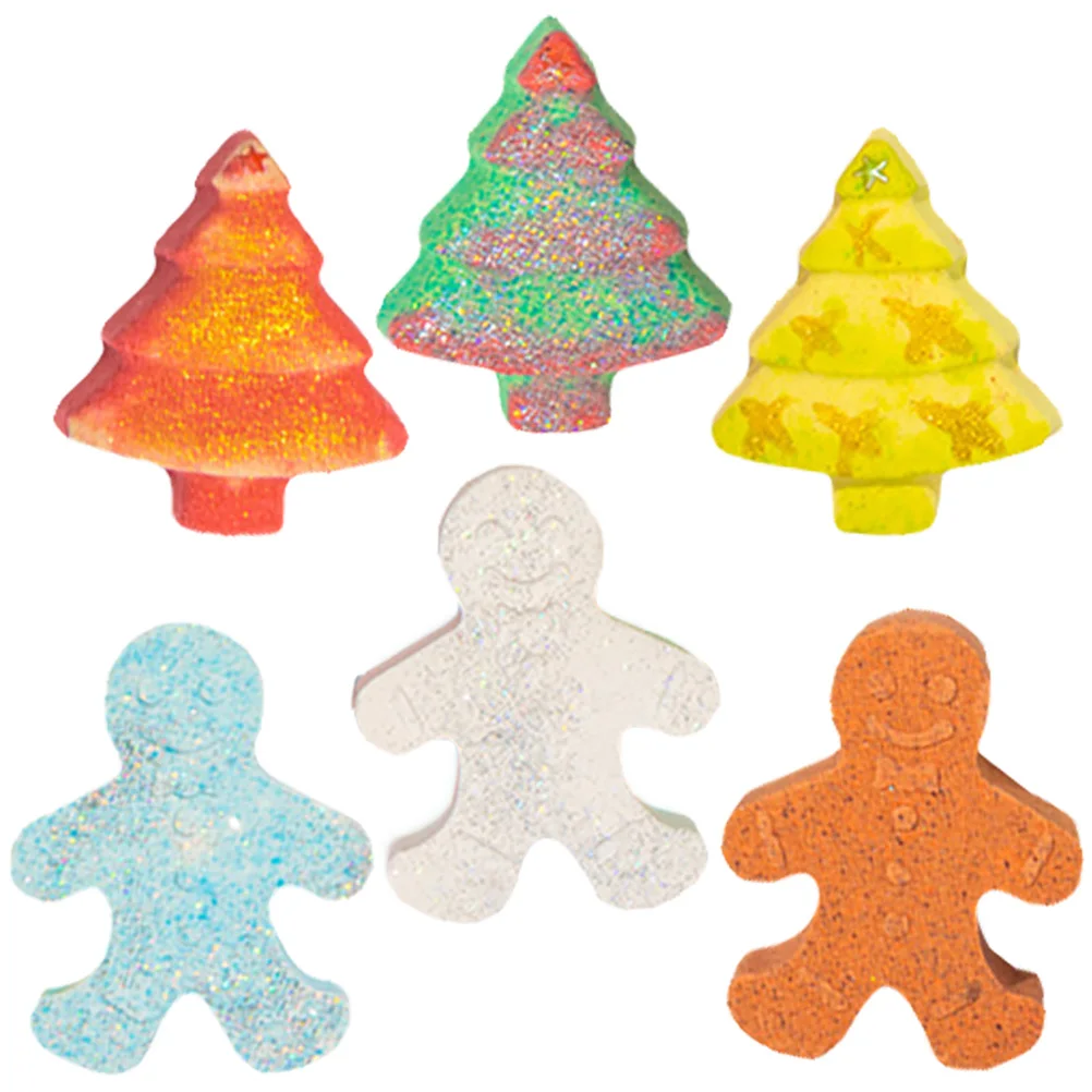 6 قطعة رجل خبز الزنجبيل ملح استحمام عيد الميلاد رغوة صغيرة دش حمام الملح مجموعة الزيت العطري الطبيعي #1