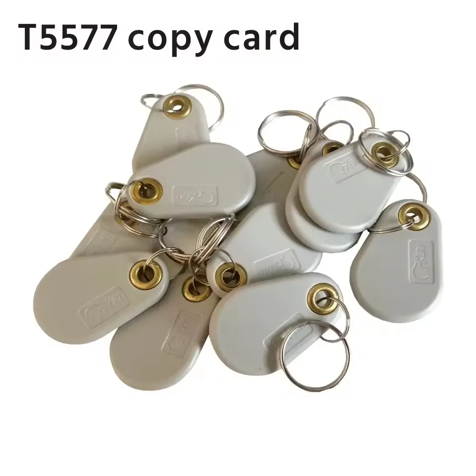 100Pcs EM4305 T5577 125khz Copy Rewritable Rewrite keyfob RFID Tag Key Ring Blank Data Card Tags Proximity Token Badge Duplicate