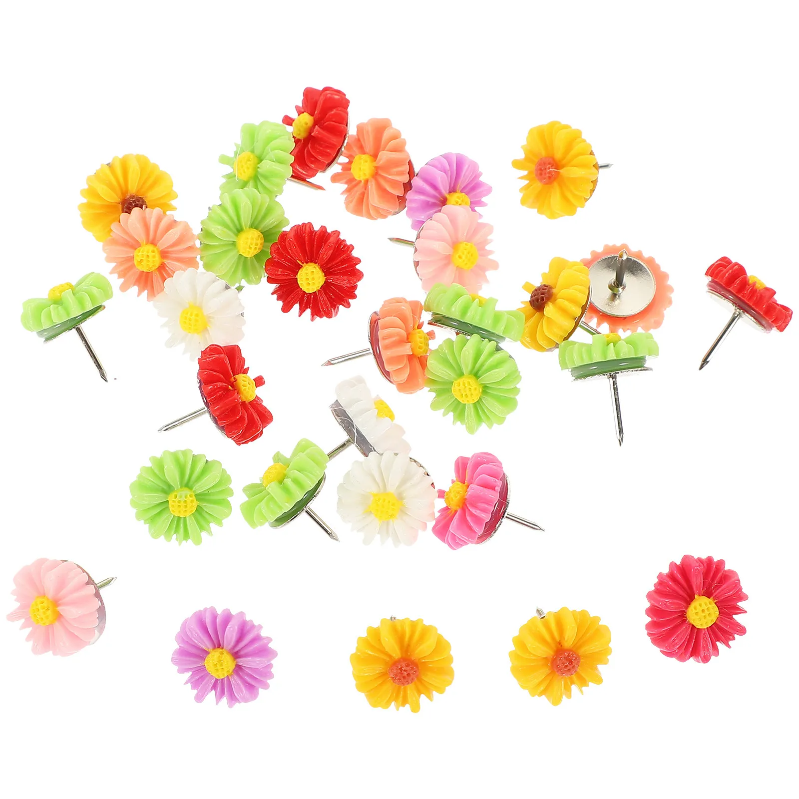60Pcs Daisy Shaped Push Pins Delicate Thumbtacks for Office Home Study Daily Use Compact Convenient Map Accessories