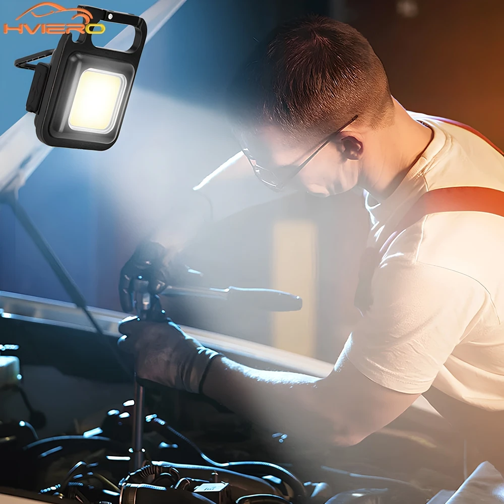 1/2/4Pcs USB Rechargeable Mini Multifunctional Camping Flashlight Keychain Light COB LED Super Bright Portable Outdoor Work Lamp