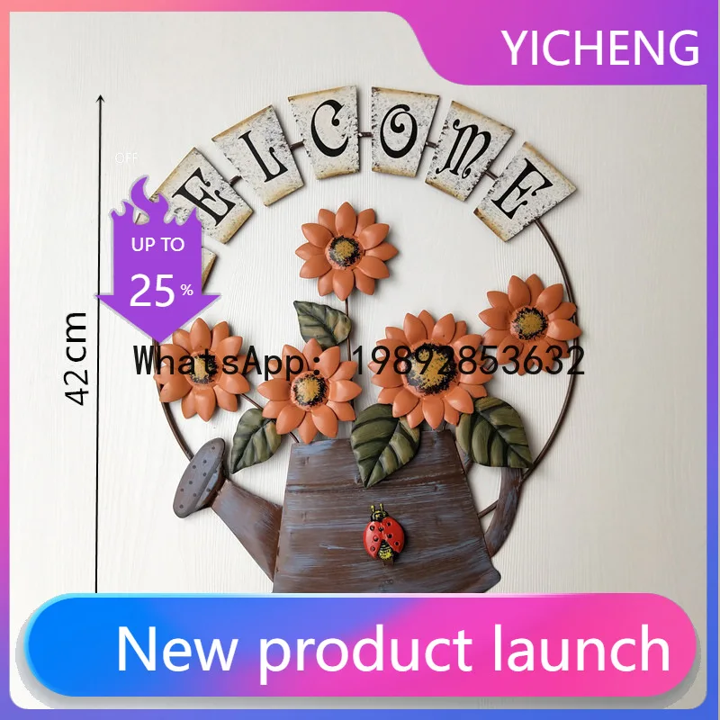 

HYS Balcony Garden Decoration Outdoor Wall Pendant Sunflower Garden Welcome Sign