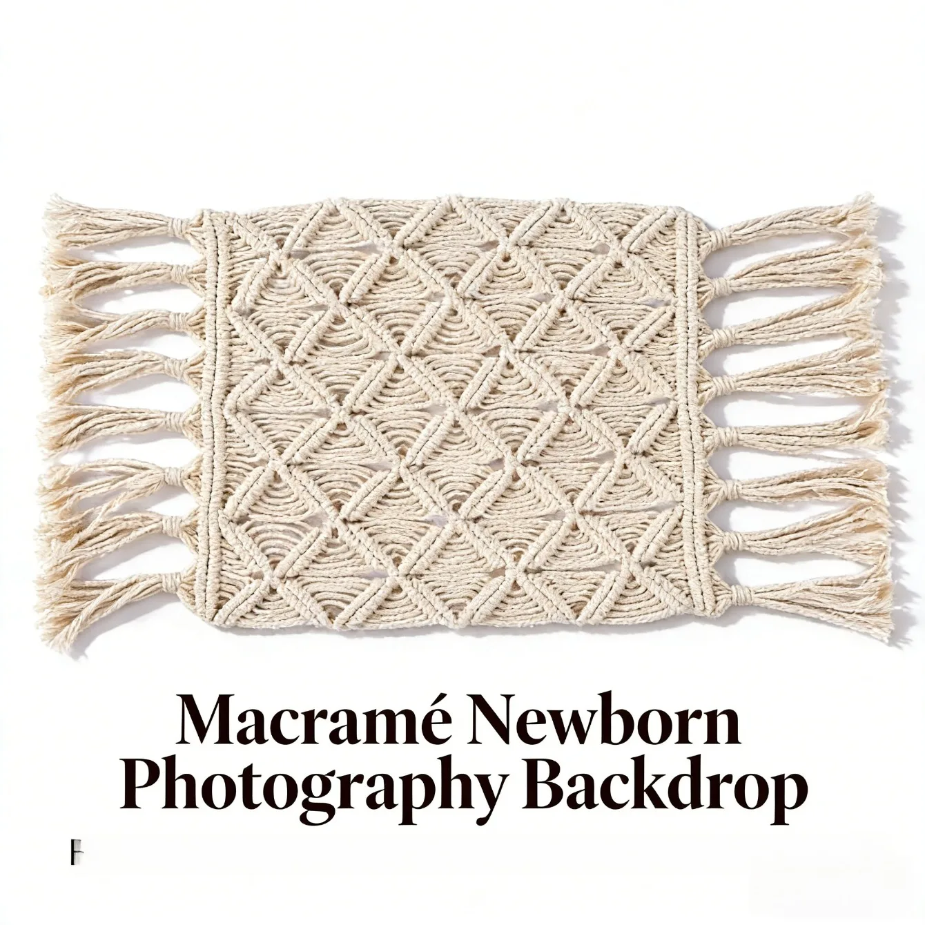 

Studio Newborn Photo Prop Bohemian Hand Woven Hemp Rope Tassel Square Mat Blanket