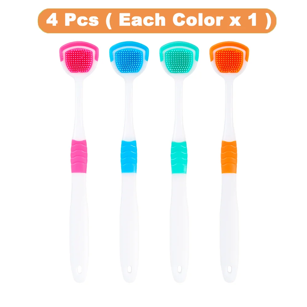 1/4PCS Tongue Cleaners Adult Kids Reusable Silicone Tongue Cleaning Tool Brush Washable Tongue Scraper Fresh Breath Oral Hygiene