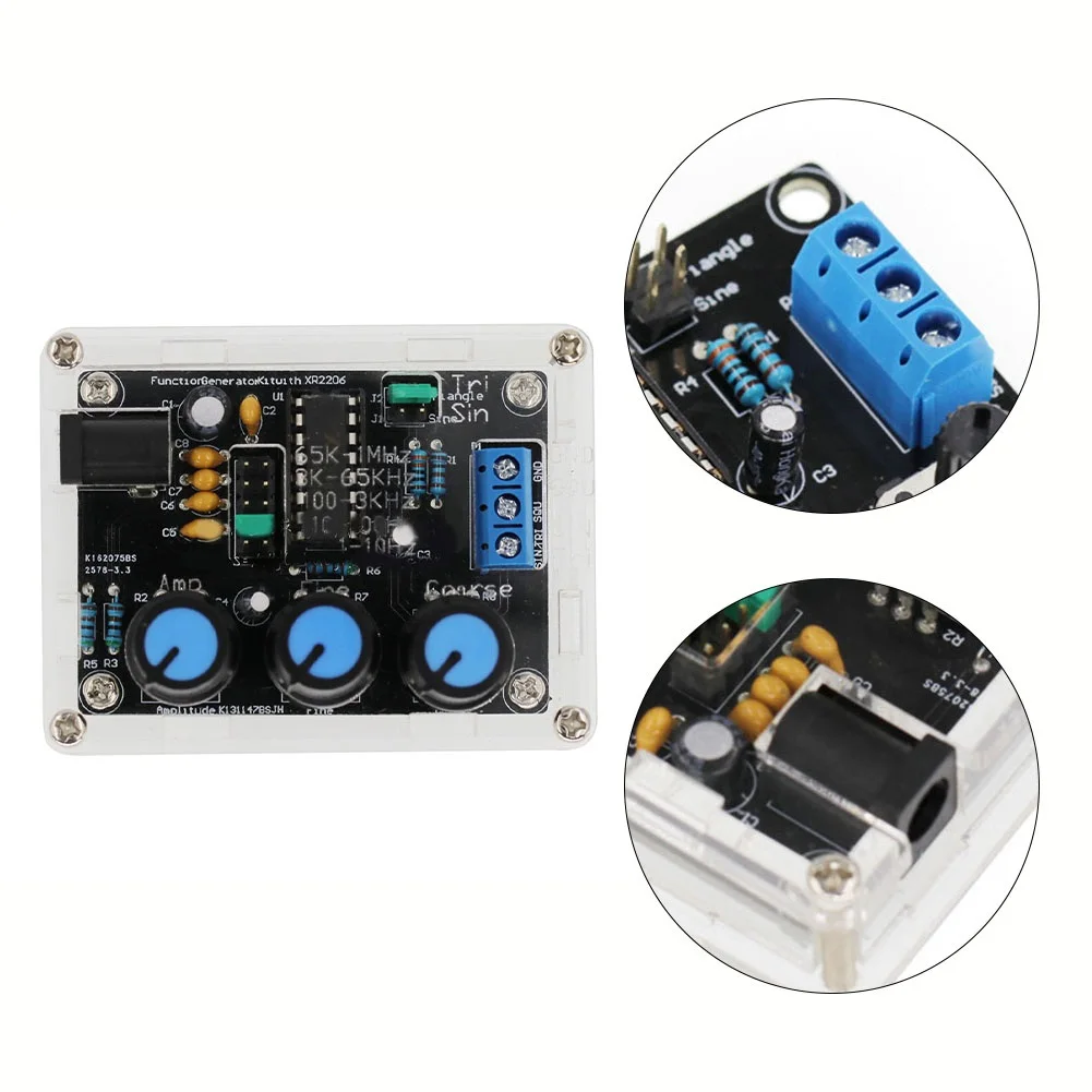 High precision DIY Signal Generator Kit Sine Triangle Square Wave Adjustable Frequency 1Hz 1MHz Simple Setup (9 12VDC)