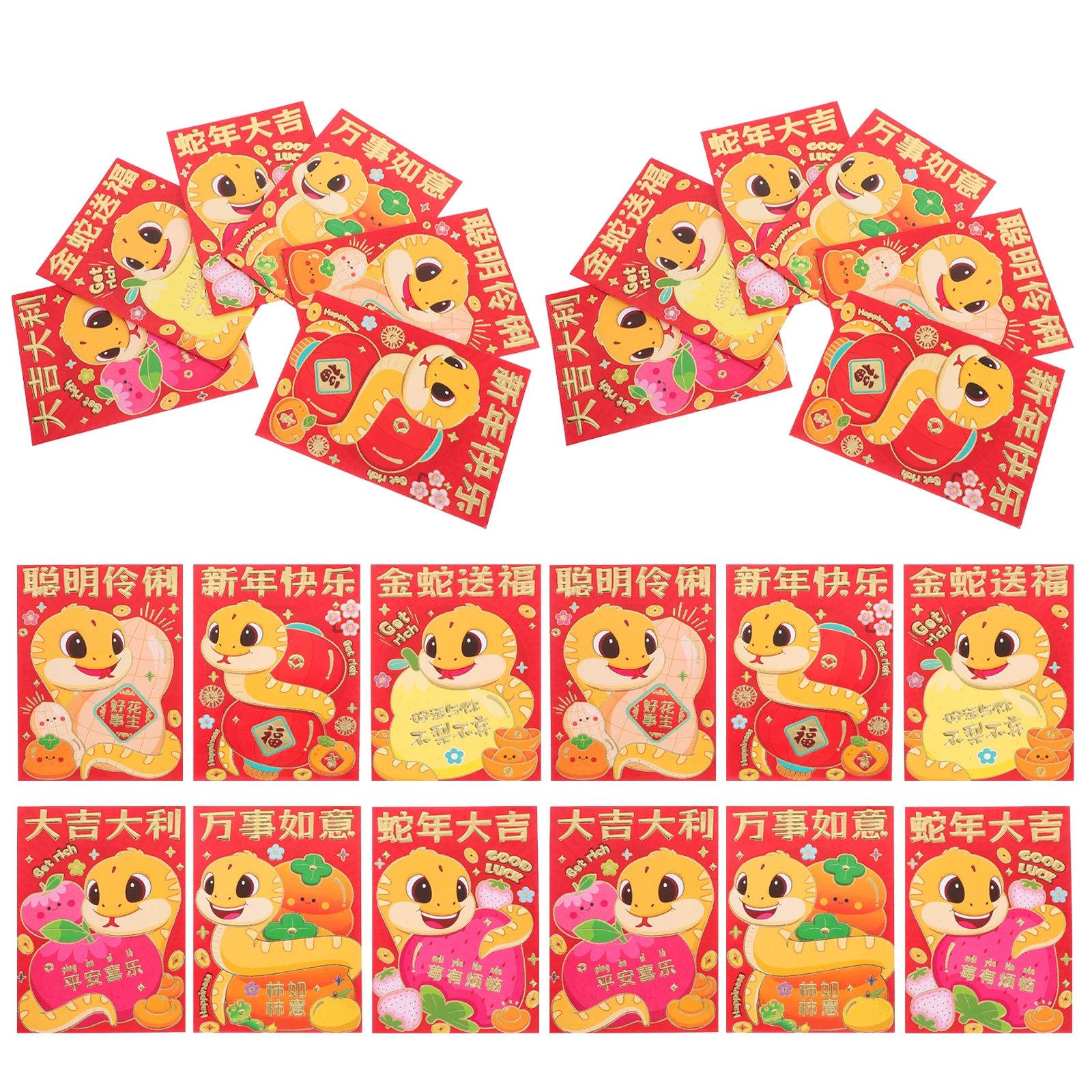 

36pcs Cartoon Red Envelopes Snake Year Lucky Money Envelope Spring Festival Chinese New Year Cash Envelopes Traditional Design