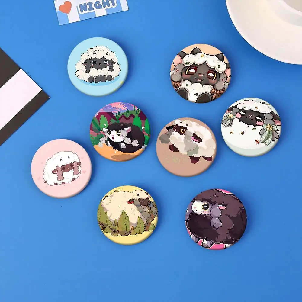 W-Wooloo لطيف الأغنام 58mm الحيوانات مضحك دبابيس شارة حقيبة الظهر الملابس هدية التبعي