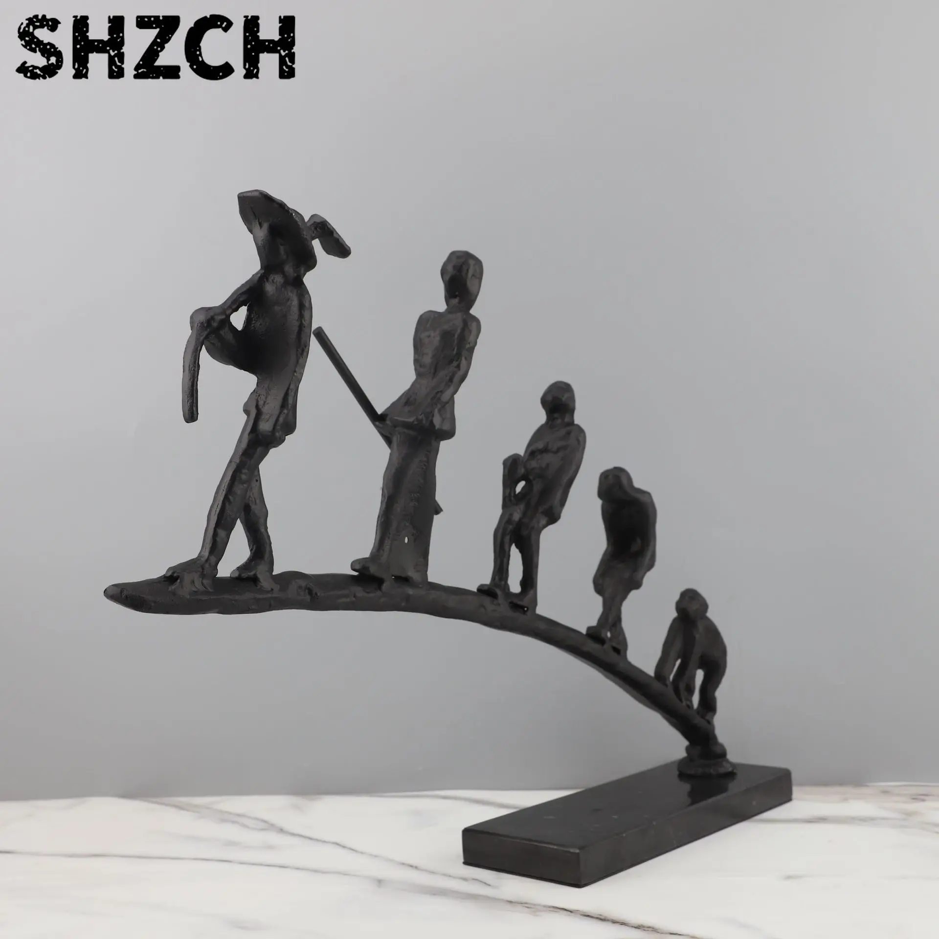 New Arrivals Creative Black Figures Statue Iron Sculpture Office Hotel Home Decorative Accessories