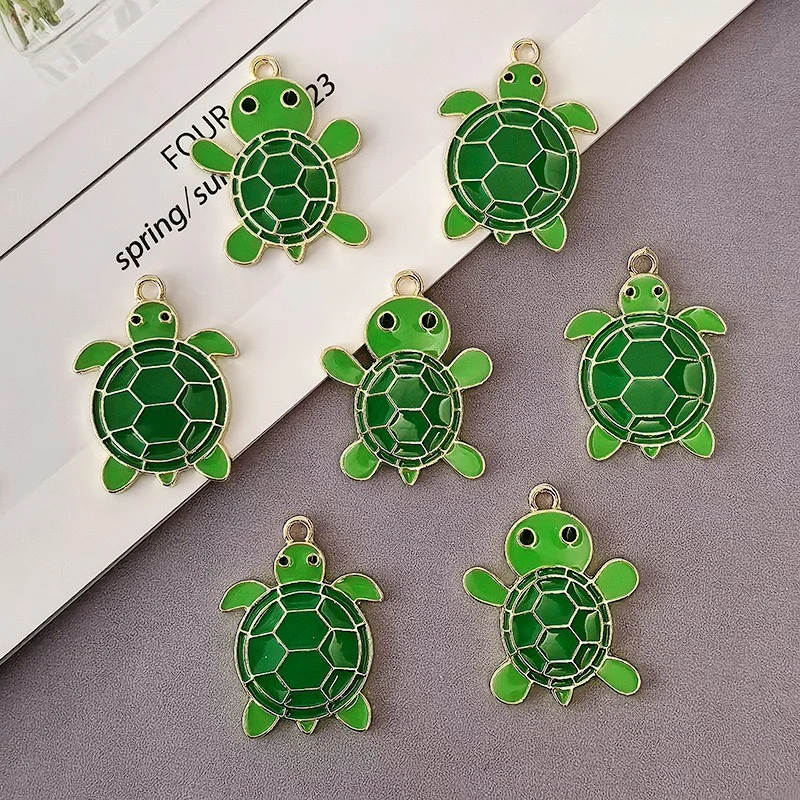 

50pcs/lot drop oil animals cartoon Turtle shape metal floating locket charms beads di jewelry garment keychain accessory