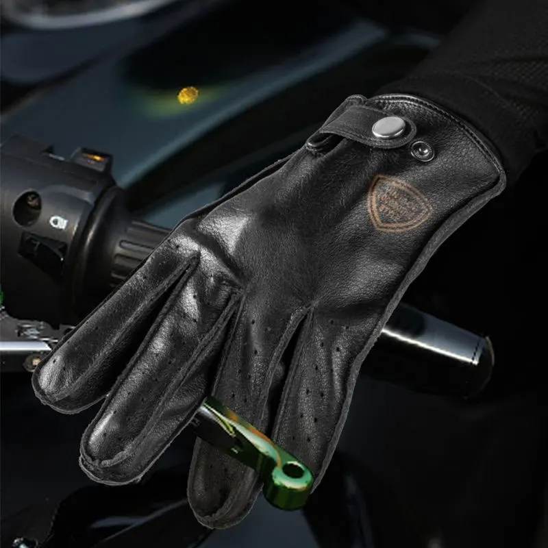 

First Layer Cowhide Leather Motorcycle Riding Gloves Men Spring and Autumn Thin Retro Wear-resistant Touch Screen